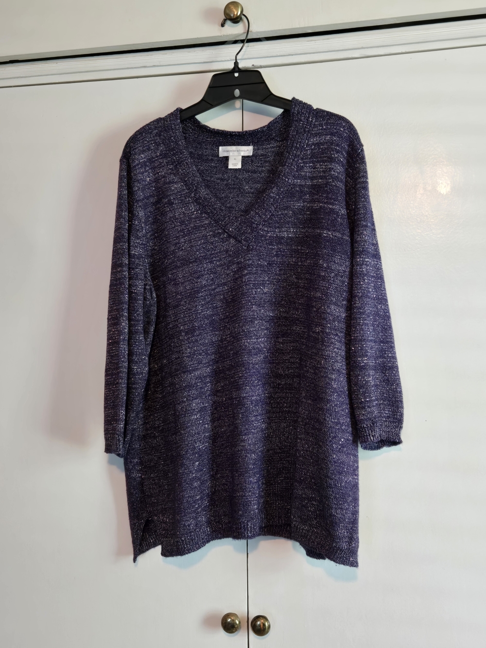 Christopher & Banks Heathered Purple V-Neck Sweater Tunic
